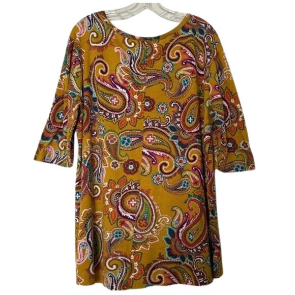 Paisley Print Top Blouse Women’s Sz 14 3/4 Sleeve Colorful Bohemian Multicolor - Picture 2 of 7